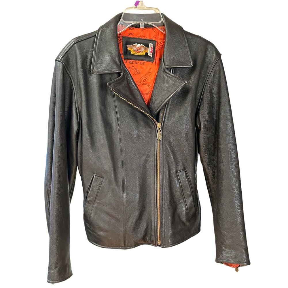 VTG 90's Y2K Harley Davidson Black Leather Jacket Motorcycle Size Medium